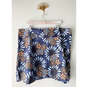 Sevier‎ Skirts Womens Floral A Line Skirt 2X Navy Cotton Lightweight Custom Made